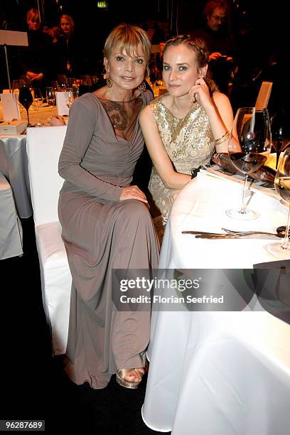 Actresses Uschi Glas and Diane Kruger attend the Goldene Kamera 2010 Award at the Axel Springer Verlag on January 30, 2010 in Berlin, Germany.