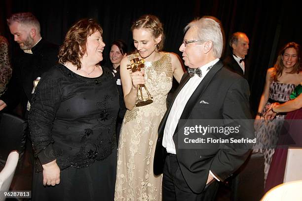 Diane Krueger and her mother Maria-Theresia and Wolfgang Bieneck attend the Goldene Kamera 2010 Award at the Axel Springer Verlag on January 30, 2010...