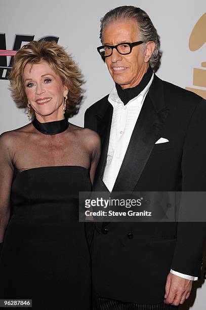 Actress Jane Fonda and music producer Richard Perry arrive at the 52nd Annual GRAMMY Awards - Salute To Icons Honoring Doug Morris held at The...