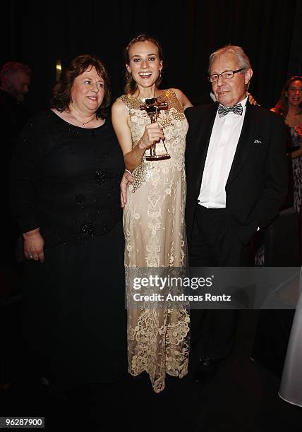 Actress Diane Krueger with her mother Maria-Theresia Heidkrueger and partner Wolfgang Bieneck attend the after show party to the Goldene Kamera 2010...