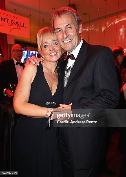 Joerg Wontorra and Heike Hinzkowski attend the after show party to the Goldene Kamera 2010 Award at the Axel Springer Verlag on January 30, 2010 in...