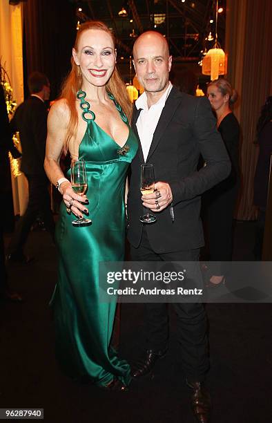 Actors Christian Berkel and his wife Andrea Sawatzki attend the after show party to the Goldene Kamera 2010 Award at the Axel Springer Verlag on...