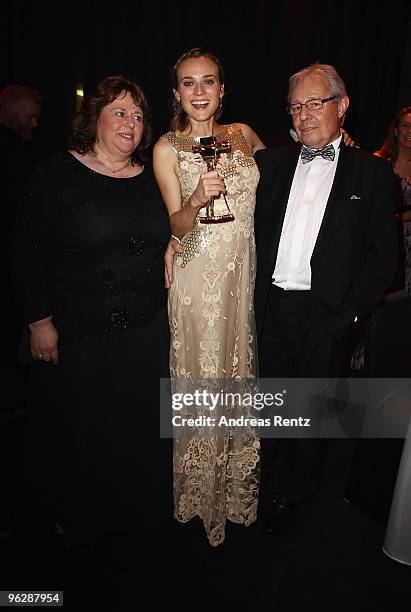 Actress Diane Krueger with her mother Maria-Theresia Heidkrueger and partner Wolfgang Bieneck attend the after show party to the Goldene Kamera 2010...