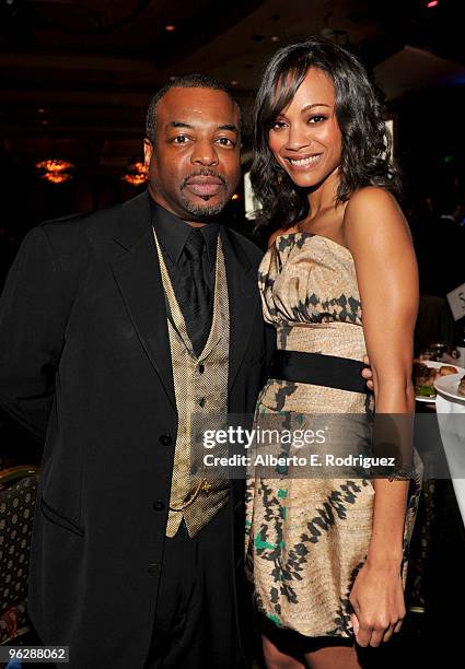 Actor LeVar Burton and actress Zoe Saldana in the audience during the 62nd Annual Directors Guild Of America Awards at the Hyatt Regency Century...