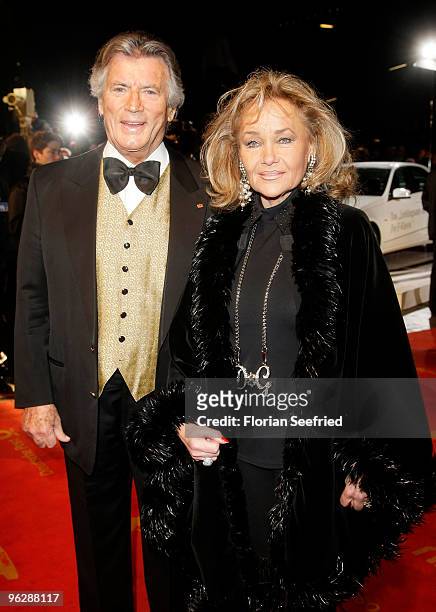 Actor Pierre Brice and his wife Hella attend the Goldene Kamera 2010 Award at the Axel Springer Verlag on January 30, 2010 in Berlin, Germany.
