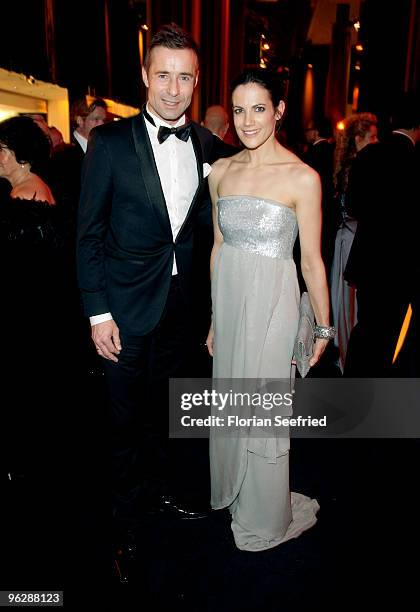 Actress Bettina Zimmermann and presenter Kai Pflaume attend the Goldene Kamera 2010 Award at the Axel Springer Verlag on January 30, 2010 in Berlin,...