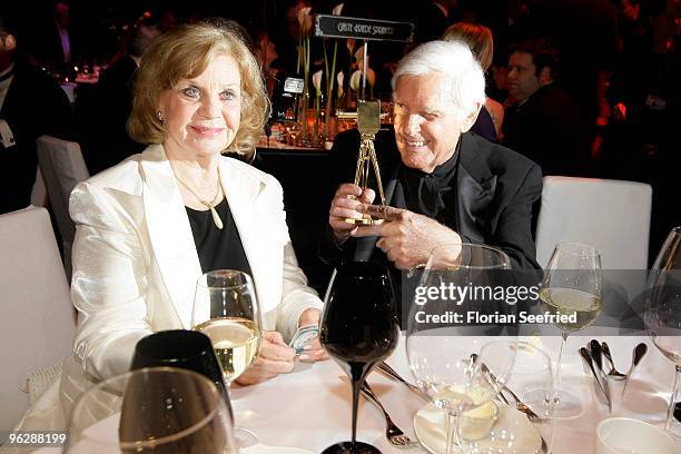 Joachim and Gundel Fuchsberger attend the Goldene Kamera 2010 Award at the Axel Springer Verlag on January 30, 2010 in Berlin, Germany.