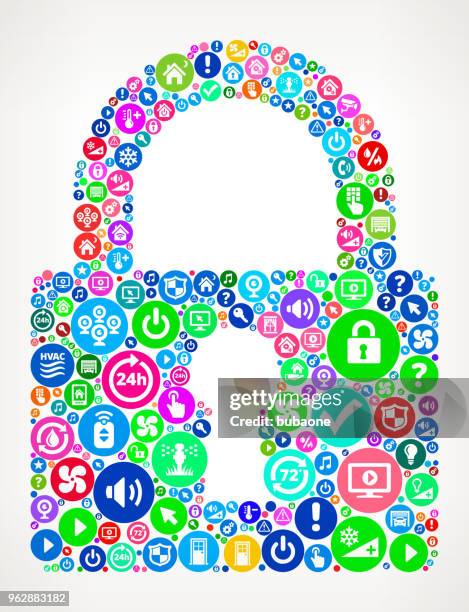 security lock  home automation technology icon pattern - remote guarding stock illustrations