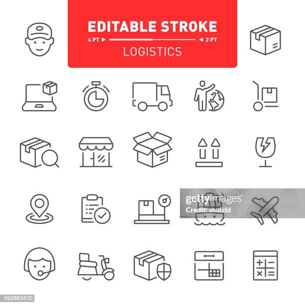 logistics icons - cardboard box stock illustrations