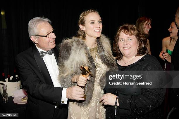 Diane Kruger and her parents Maria-Theresia and Hans-Heinrich Heidkrueger attend the Goldene Kamera 2010 Award at the Axel Springer Verlag on January...