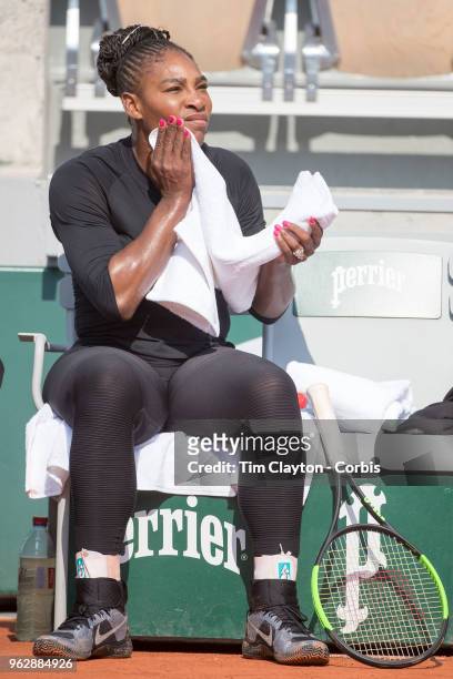 French Open Tennis Tournament - Serena Williams of the United States training on Court Suzanne Lenglen in preparation for the 2018 French Open Tennis...