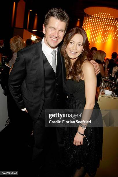 Marcus Lanz and partner Angela Gessmann attend the Goldene Kamera 2010 Award at the Axel Springer Verlag on January 30, 2010 in Berlin, Germany.