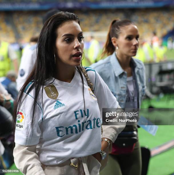 Cristiano Ronaldo of Real Madrid's girlfriend, Georgina Rodriguez looks on after the UEFA Champions League Final between Real Madrid and Liverpool at...