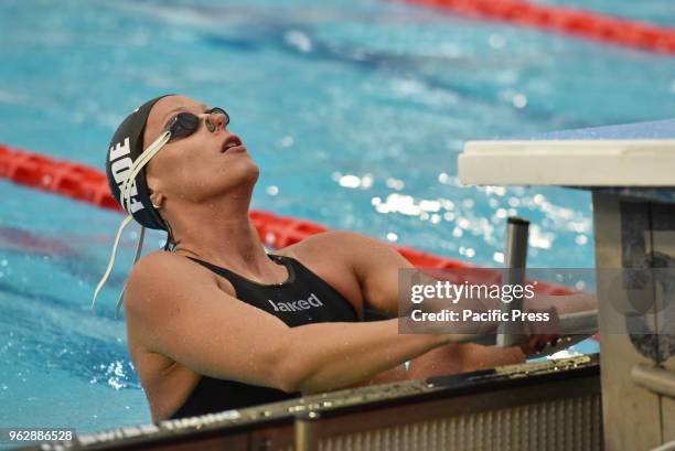 Federica Pellegrini during the swimming race of the Grand Prix of Napoli 2018.