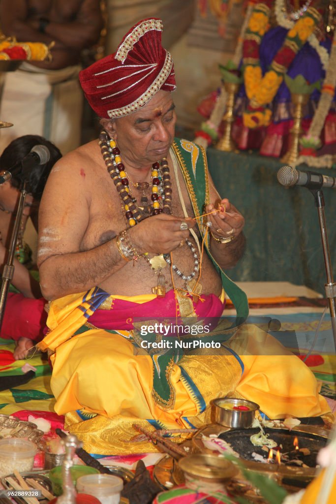 Hindus celebrate the Shiva Parvathi Kalyana Utsavam Festival
