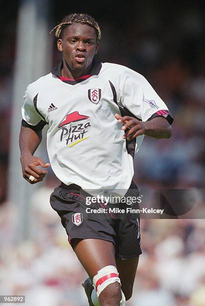 Louis Saha of Fulham in action during the FA Barclaycard Premiership match against Derby County played at Craven Cottage in London. The match ended...