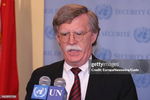 John Bolton, Permanent Representative of the United States of America to the United Nations at the UN Headquarters in New York City, New York, May 9,...