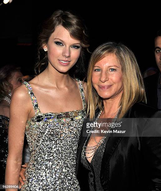 Taylor Swift and Barbra Streisand at the 52nd Annual GRAMMY Awards - Salute To Icons Honoring Doug Morris held at The Beverly Hilton Hotel on January...