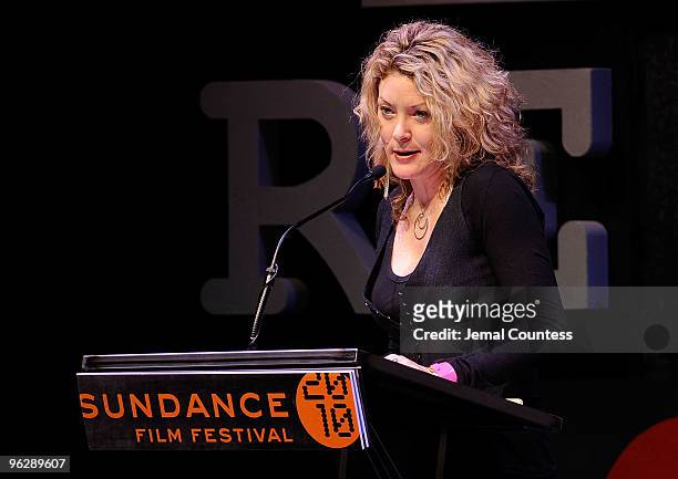 Presenter Ondi Timoner speaks onstage at the Awards Night Ceremony during the 2010 Sundance Film Festival at Racquet Club on January 30, 2010 in Park...