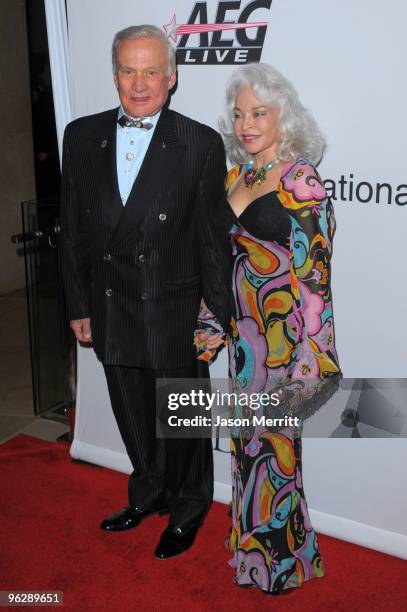 Former astronaut Buzz Aldrin and Lois Aldrin arrive at the 52nd Annual GRAMMY Awards - Salute To Icons Honoring Doug Morris held at The Beverly...