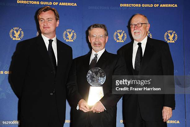 Chairman and CEO of Warner Bros. Entertainment Inc. Barry Meyer , winner of the Honorary Life Membership, poses in the press room with filmmaker...