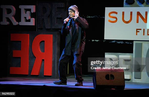 Host David Hyde Pierce performs onstage at the Awards Night Ceremony during the 2010 Sundance Film Festival at Racquet Club on January 30, 2010 in...