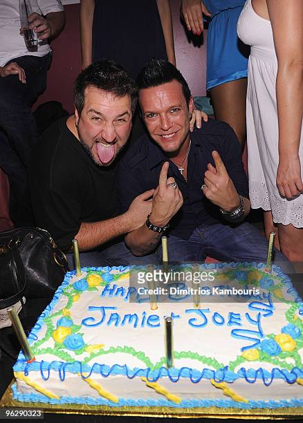 Joey Fatone and Jamie McCarthy attend the birthday celebration at Tranta Night Club on January 30, 2010 in St Maarten, Netherlands Antilles.
