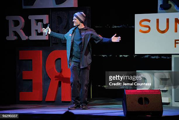 Host David Hyde Pierce performs onstage at the Awards Night Ceremony during the 2010 Sundance Film Festival at Racquet Club on January 30, 2010 in...