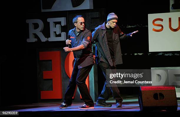 Host David Hyde Pierce and Sundance Film Festival Director John Cooper perform onstage at the Awards Night Ceremony during the 2010 Sundance Film...