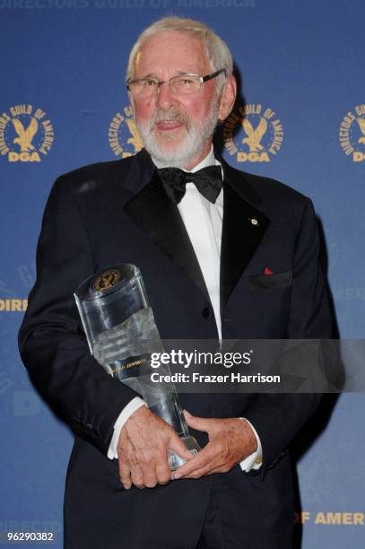 Director Norman Jewison, winner of the Lifetime Achievment Award, poses in the press room during the 62nd Annual Directors Guild Of America Awards...