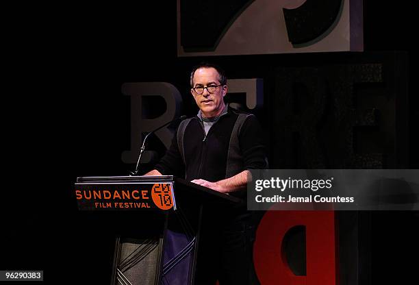 Sundance Film Festival Director John Cooper speaks onstage at the Awards Night Ceremony during the 2010 Sundance Film Festival at Racquet Club on...