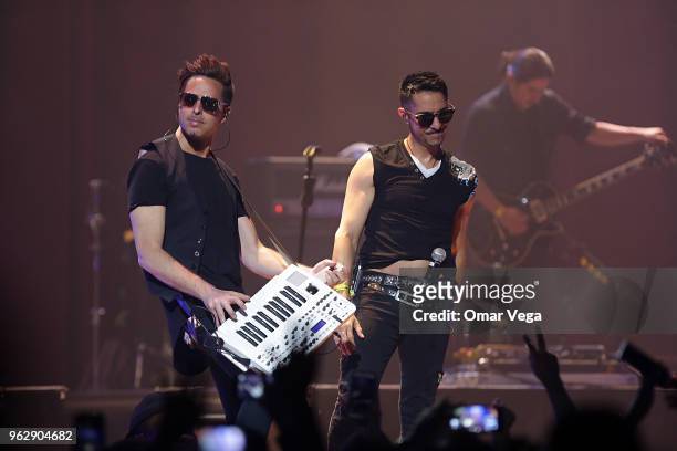 Alejandro "Midi" Ortega and Alfonso Pichardo of Electronic band Moenia perform during the Belanova and Moenia Concert as part of the 'Fantom' USA...