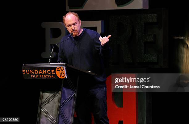 Presenter Louis C.K. Speaks onstage at the Awards Night Ceremony during the 2010 Sundance Film Festival at Racquet Club on January 30, 2010 in Park...