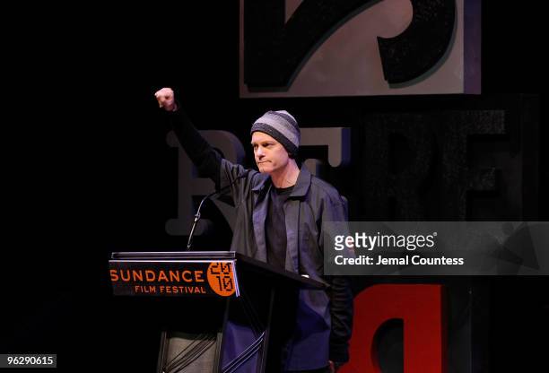 Host David Hyde Pierce speaks onstage at the Awards Night Ceremony during the 2010 Sundance Film Festival at Racquet Club on January 30, 2010 in Park...