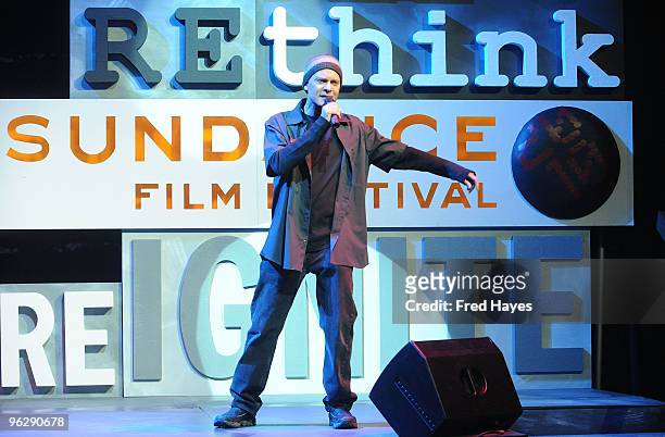 Host David Hyde Pierce speaks onstage at the Awards Night Ceremony during the 2010 Sundance Film Festival at Racquet Club on January 30, 2010 in Park...