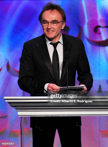 Director Danny Boyle presents the Feature Film DGA Award onstage during the 62nd Annual Directors Guild Of America Awards at the Hyatt Regency...