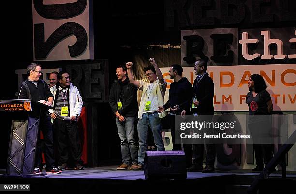 Sundance Film Festival Director John Cooper speaks onstage with the Shorts Winners at the Awards Night Ceremony during the 2010 Sundance Film...