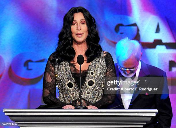 Singer Cher presents the Lifetime Achievement Award for Norman Jewison onstage during the 62nd Annual Directors Guild Of America Awards at the Hyatt...