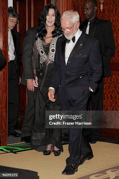 Director Norman Jewison, winner of the Lifetime Achievment Award and singer Cher enter the the press room during the 62nd Annual Directors Guild Of...