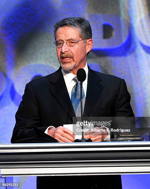 Chairman and CEO of Warner Bros. Entertainment Inc. Barry Meyer accepts the DGA Honorary Life Membership onstage during the 62nd Annual Directors...