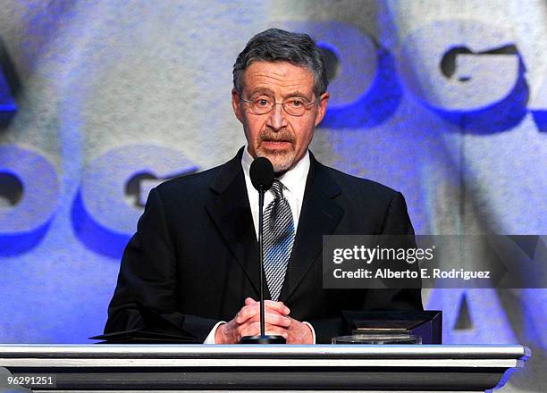 Chairman and CEO of Warner Bros. Entertainment Inc. Barry Meyer accepts the DGA Honorary Life Membership onstage during the 62nd Annual Directors...