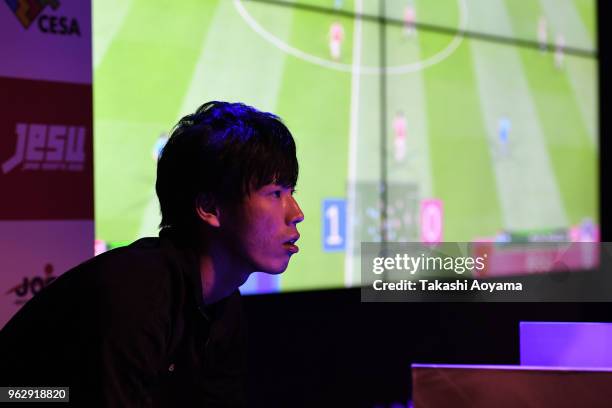 Masato Ohnishi aka Alto plays against Naoki Sugimura aka SOFIA during the eSports Asian Games Japan Qualifying at LFS Ikebukuro on May 27, 2018 in...