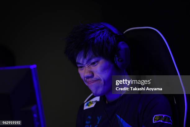 PSiArc plays against Vaisravana during the eSports Asian Games Japan Qualifying at LFS Ikebukuro on May 27, 2018 in Tokyo, Japan. ESports is...