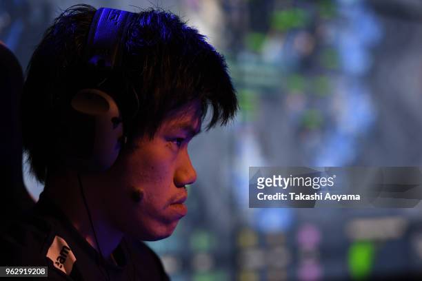 PSiArc plays against Vaisravana during the eSports Asian Games Japan Qualifying at LFS Ikebukuro on May 27, 2018 in Tokyo, Japan. ESports is...