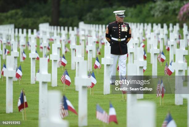 These are some of our Marines buried here," said U.S. Marine Sergeant Major Darrell Carver of the 6th Marine Regiment as he walks among the graves of...