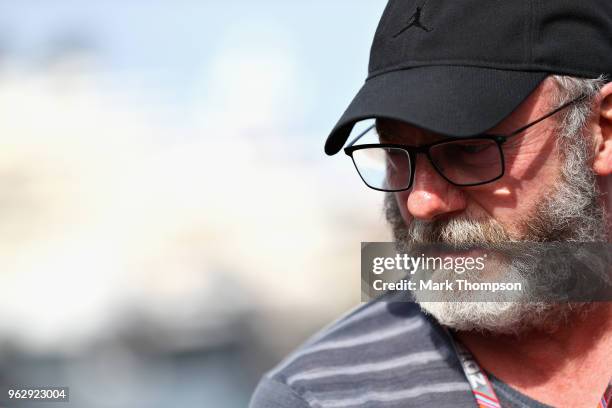 Actor Liam Cunningham looks on from the Red Bull Racing Energy Station during qualifying for the Monaco Formula One Grand Prix at Circuit de Monaco...