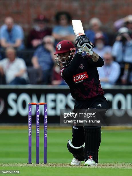 Peter Trego of Somerset bats during the Royal London One-Day Cup match between Somerset and Middlesex at The Cooper Associates County Ground on May...