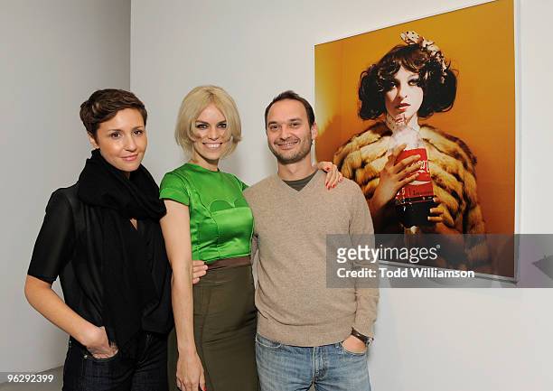 Emily Yomtobian, Alex Prager and Jeff Vespa at an Artist's Reception for Alex Prager "Week-end" at M+B Gallery on January 30, 2010 in Los Angeles,...