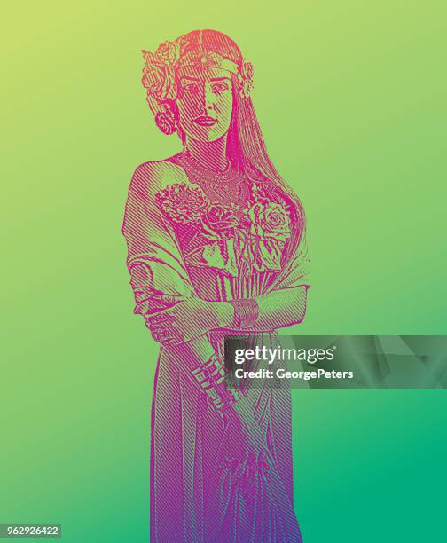 earth goddess - flower crown stock illustrations