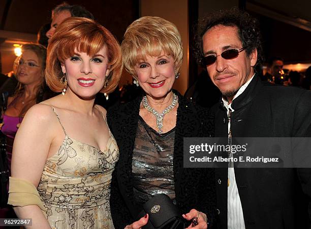 Actress Kat Kramer, mother Karen Sharpe Kramer and Larry David Eudene attend the 62nd Annual Directors Guild Of America Awards cocktail reception...